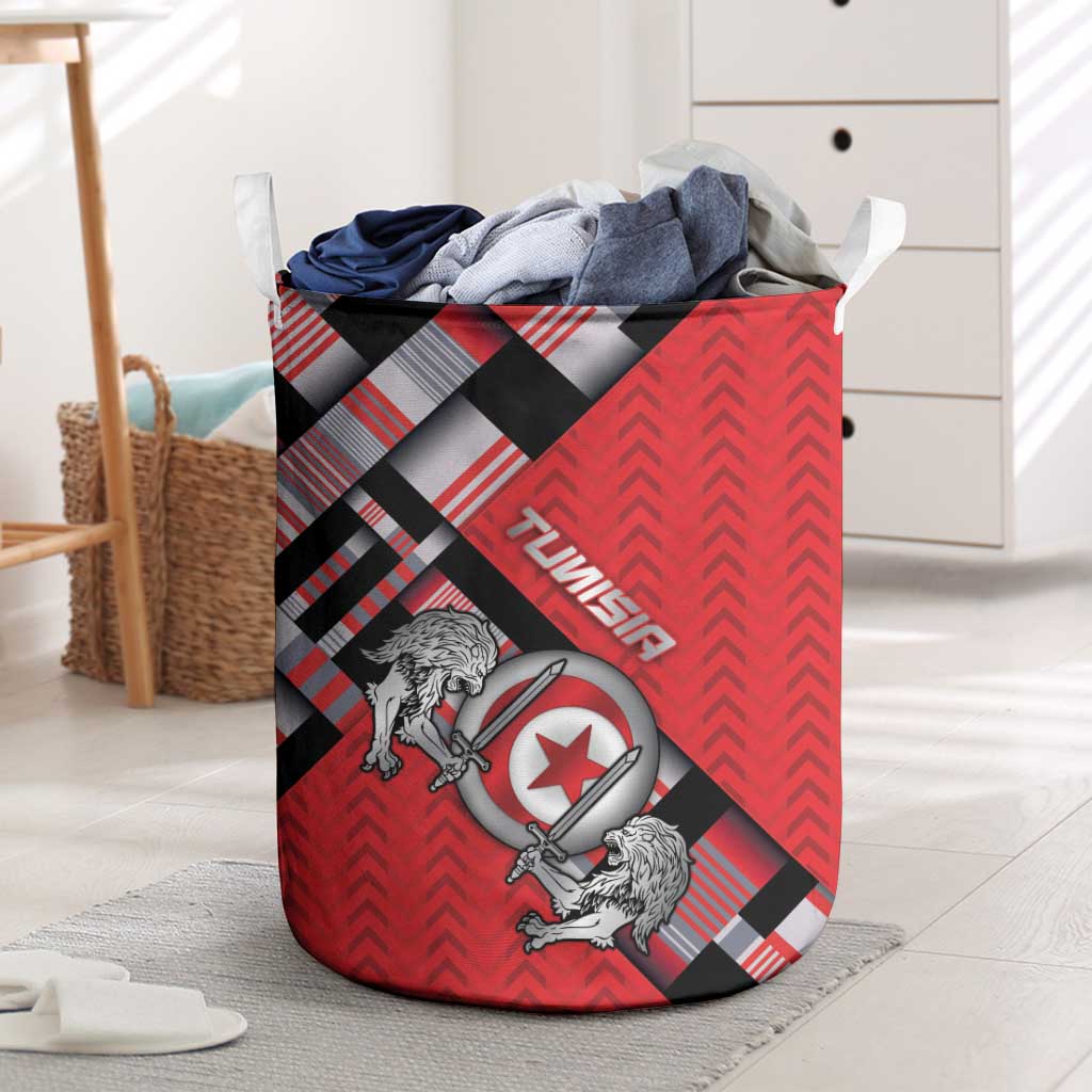 Tunisia Laundry Basket Silver Lions Sports Patterns - Wonder Print Shop