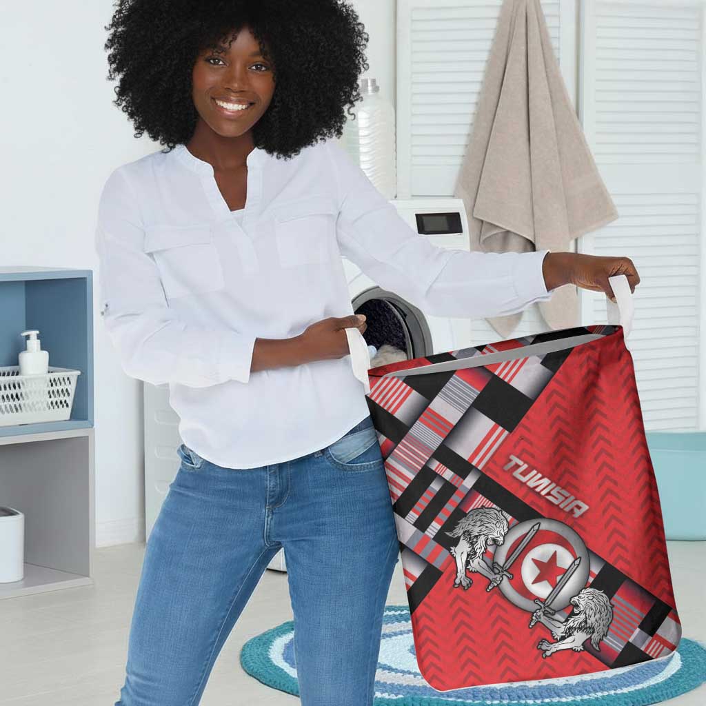 Tunisia Laundry Basket Silver Lions Sports Patterns - Wonder Print Shop