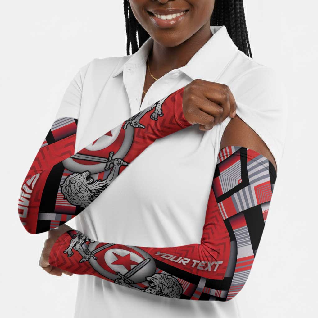 Personalized Tunisia Arm Sleeves Silver Lions Sports Patterns - Wonder Print Shop