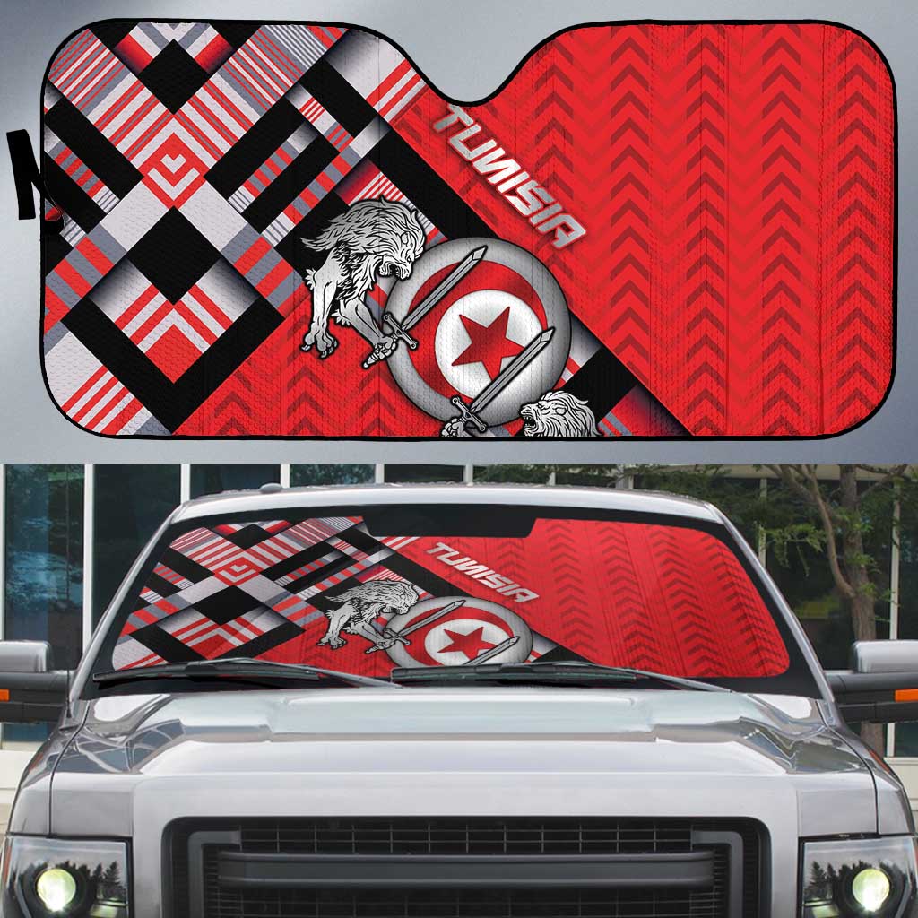 Tunisia Auto Sun Shade Silver Lions Sports Patterns - Wonder Print Shop