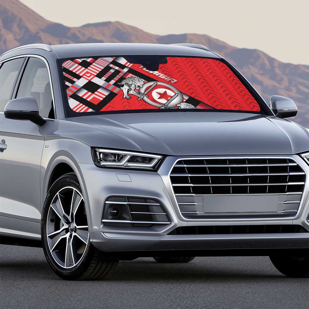 Tunisia Auto Sun Shade Silver Lions Sports Patterns - Wonder Print Shop