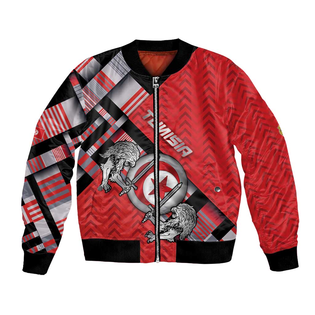Personalized Tunisia Bomber Jacket Silver Lions Sports Patterns - Wonder Print Shop