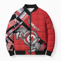 Personalized Tunisia Bomber Puffer Jacket Silver Lions Sports Patterns - Wonder Print Shop