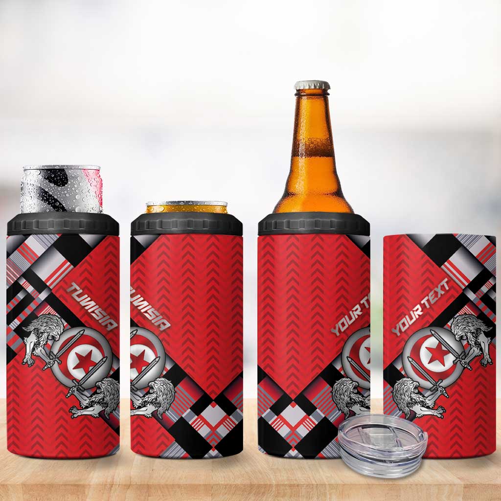 Personalized Tunisia 4 in 1 Can Cooler Tumbler Silver Lions Sports Patterns - Wonder Print Shop