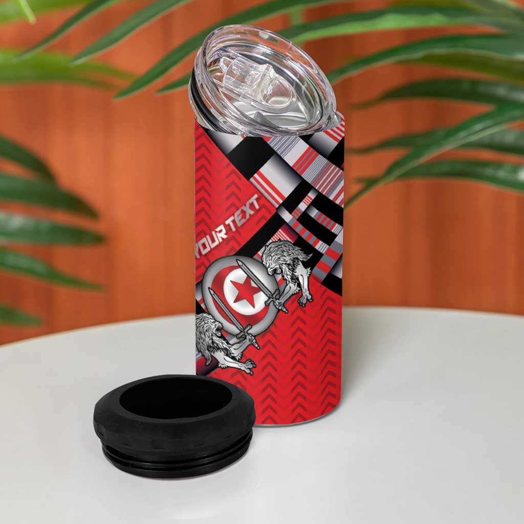 Personalized Tunisia 4 in 1 Can Cooler Tumbler Silver Lions Sports Patterns - Wonder Print Shop
