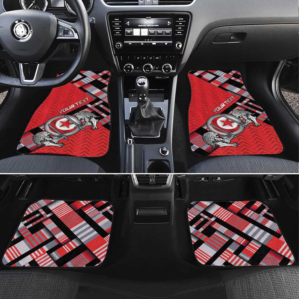 Personalized Tunisia Car Mats Silver Lions Sports Patterns - Wonder Print Shop