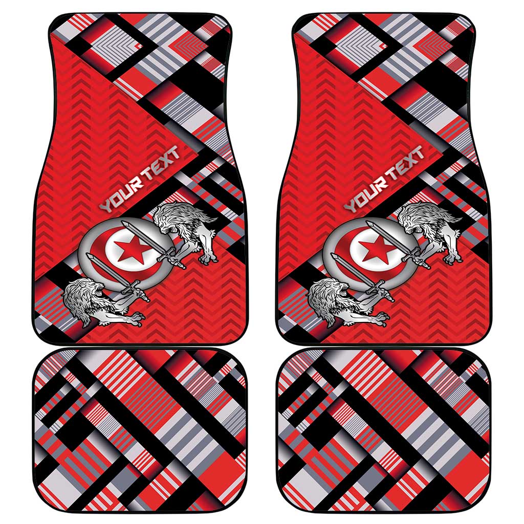 Personalized Tunisia Car Mats Silver Lions Sports Patterns - Wonder Print Shop