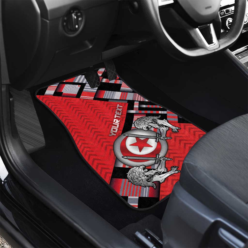 Personalized Tunisia Car Mats Silver Lions Sports Patterns - Wonder Print Shop
