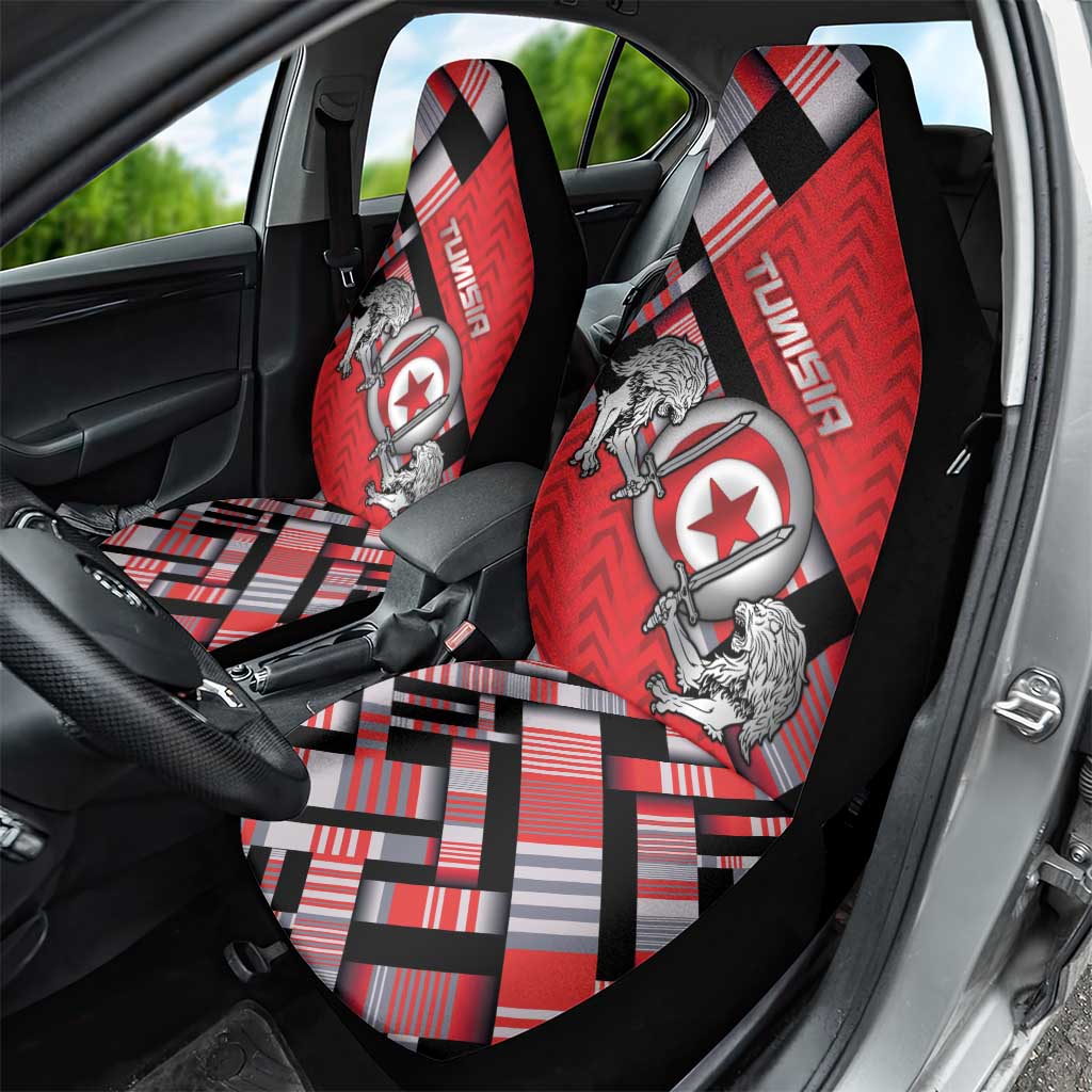 Tunisia Car Seat Cover Silver Lions Sports Patterns - Wonder Print Shop