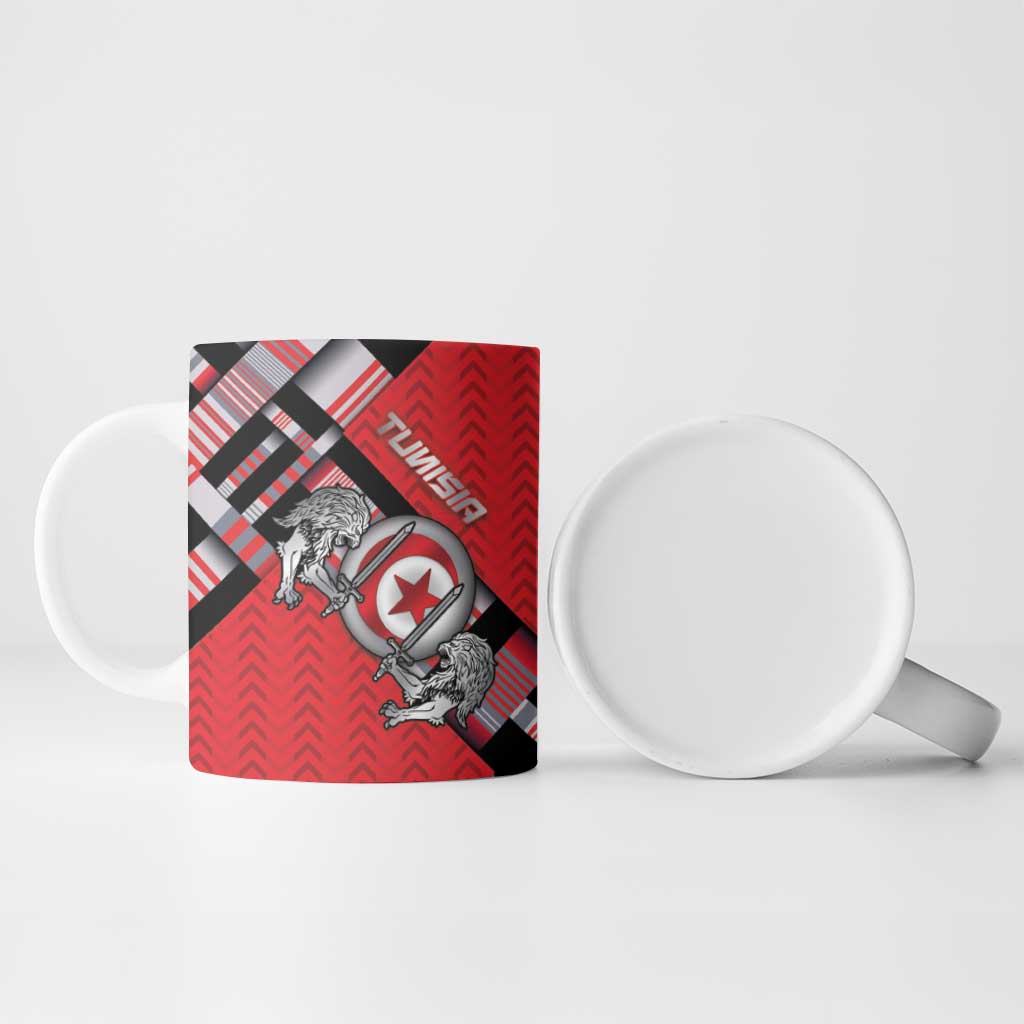 Personalized Tunisia Ceramic Mug Silver Lions Sports Patterns - Wonder Print Shop