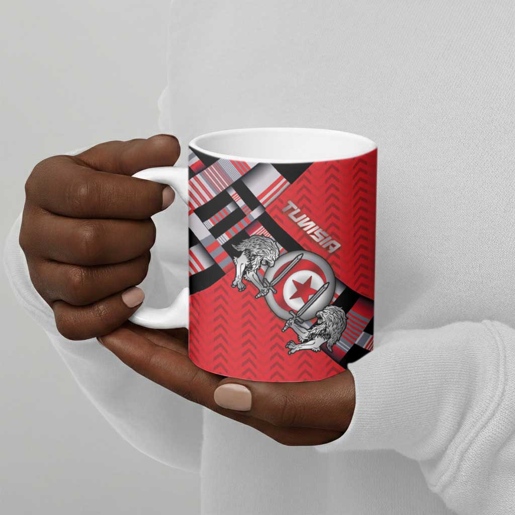 Personalized Tunisia Ceramic Mug Silver Lions Sports Patterns - Wonder Print Shop