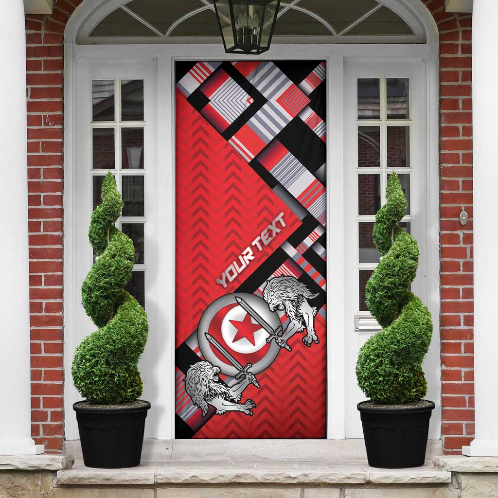 Personalized Tunisia Door Cover Silver Lions Sports Patterns - Wonder Print Shop