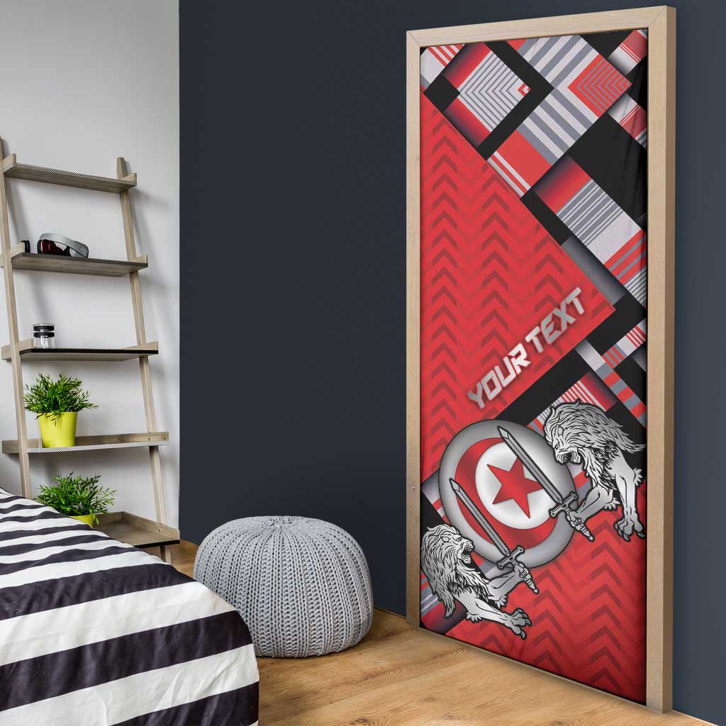 Personalized Tunisia Door Cover Silver Lions Sports Patterns - Wonder Print Shop