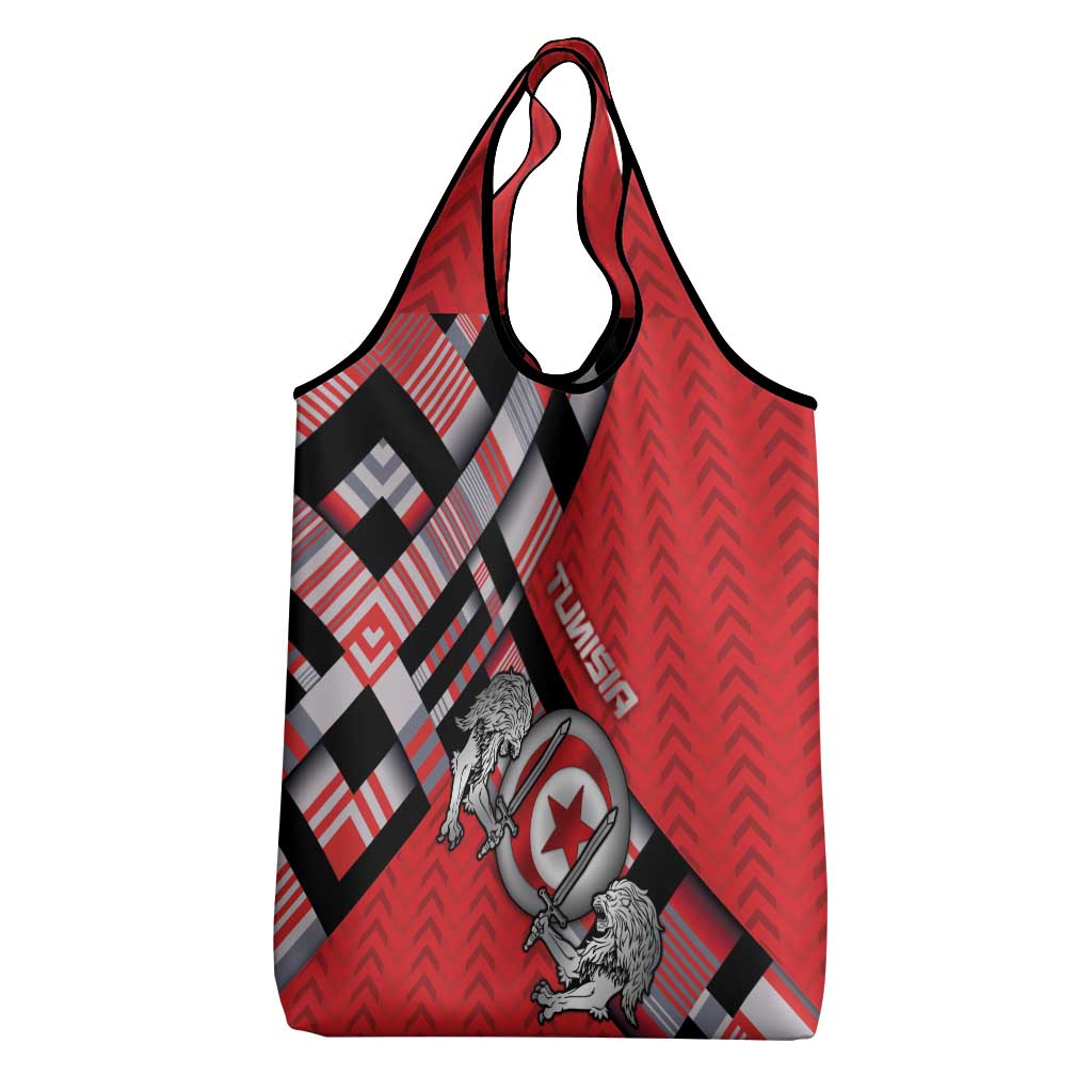 Tunisia Grocery Bag Silver Lions Sports Patterns - Wonder Print Shop