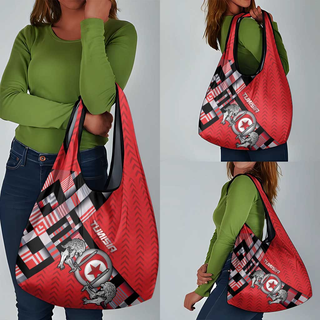 Tunisia Grocery Bag Silver Lions Sports Patterns - Wonder Print Shop