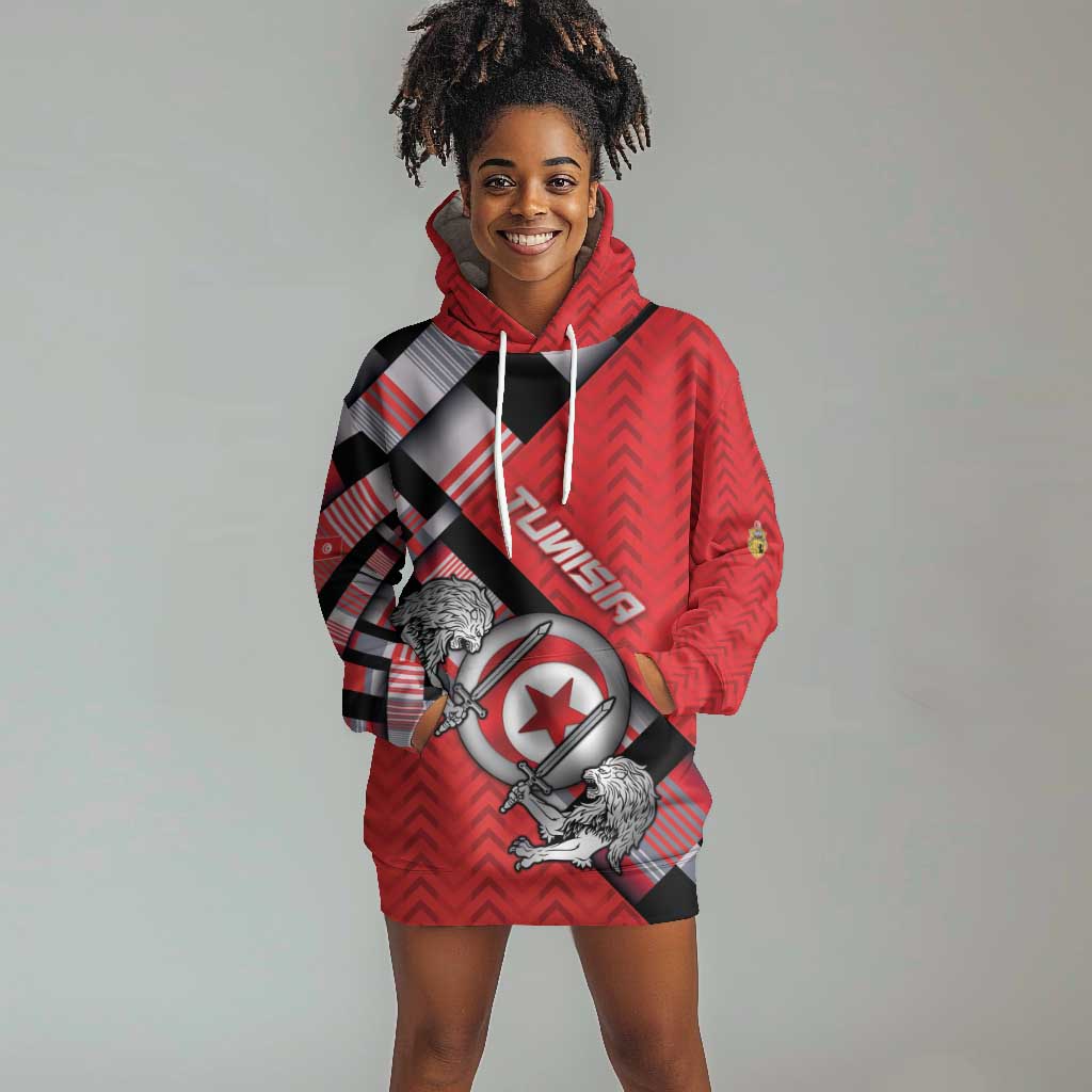 Personalized Tunisia Hoodie Dress Silver Lions Sports Patterns - Wonder Print Shop