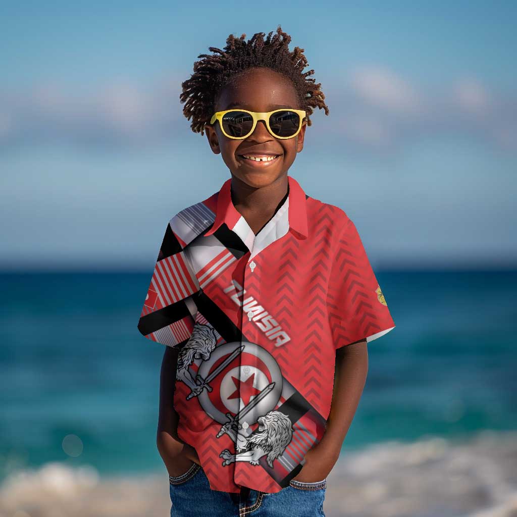 Personalized Tunisia Kid Hawaiian Shirt Silver Lions Sports Patterns - Wonder Print Shop