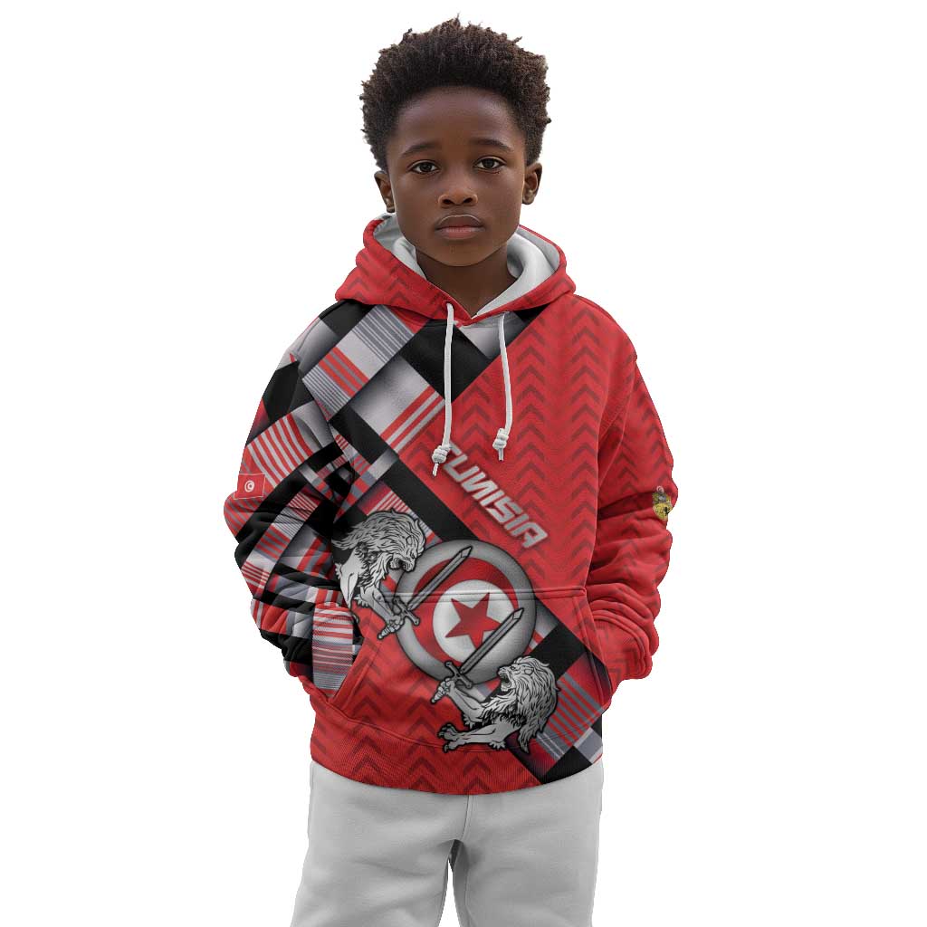 Personalized Tunisia Kid Hoodie Silver Lions Sports Patterns - Wonder Print Shop