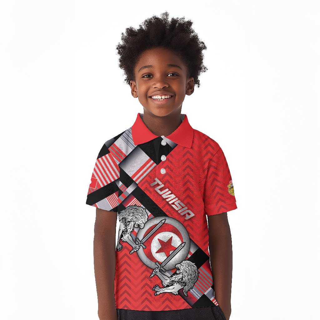 Personalized Tunisia Kid Polo Shirt Silver Lions Sports Patterns - Wonder Print Shop