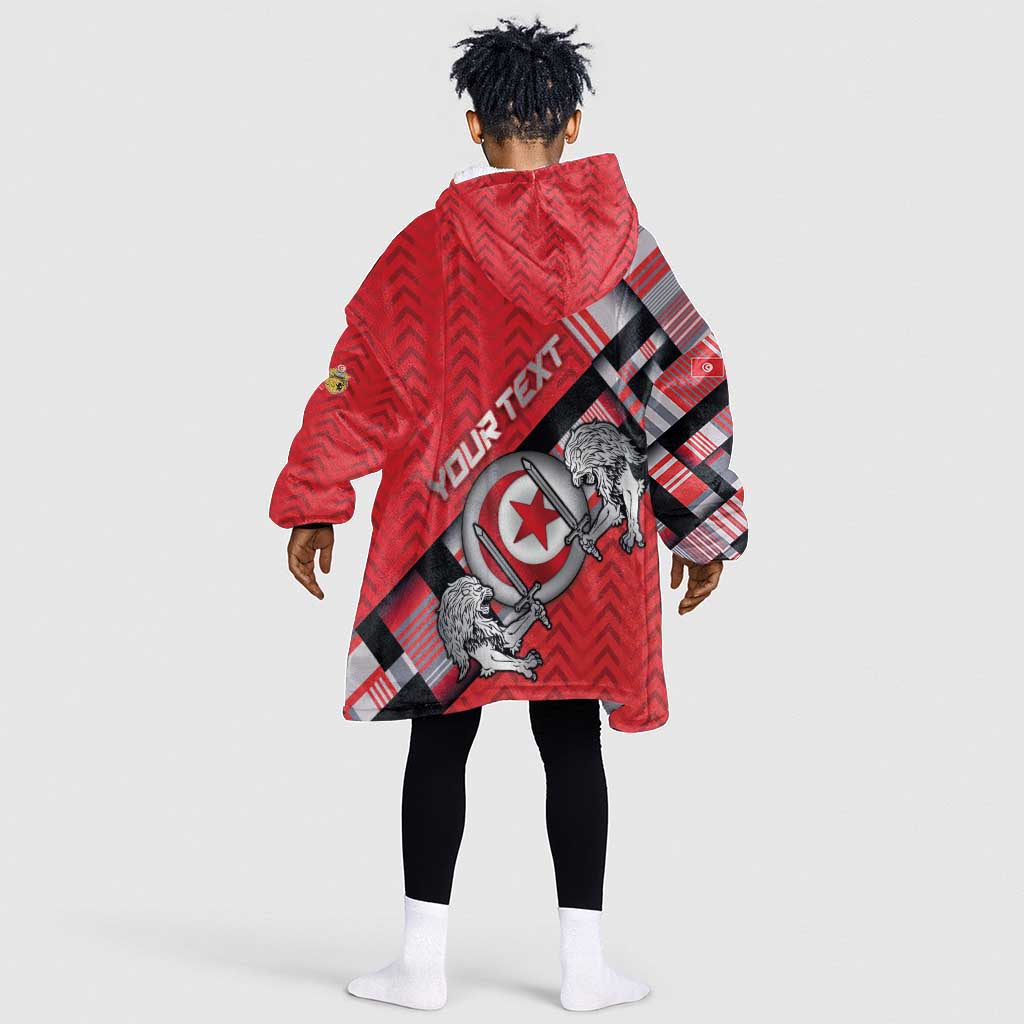Personalized Tunisia Kid Wearable Blanket Hoodie Silver Lions Sports Patterns - Wonder Print Shop
