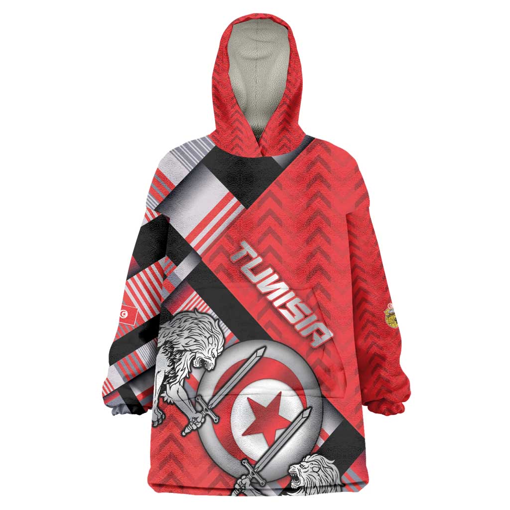 Personalized Tunisia Kid Wearable Blanket Hoodie Silver Lions Sports Patterns - Wonder Print Shop