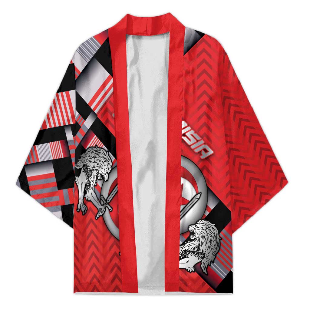 Personalized Tunisia Kimono Silver Lions Sports Patterns - Wonder Print Shop
