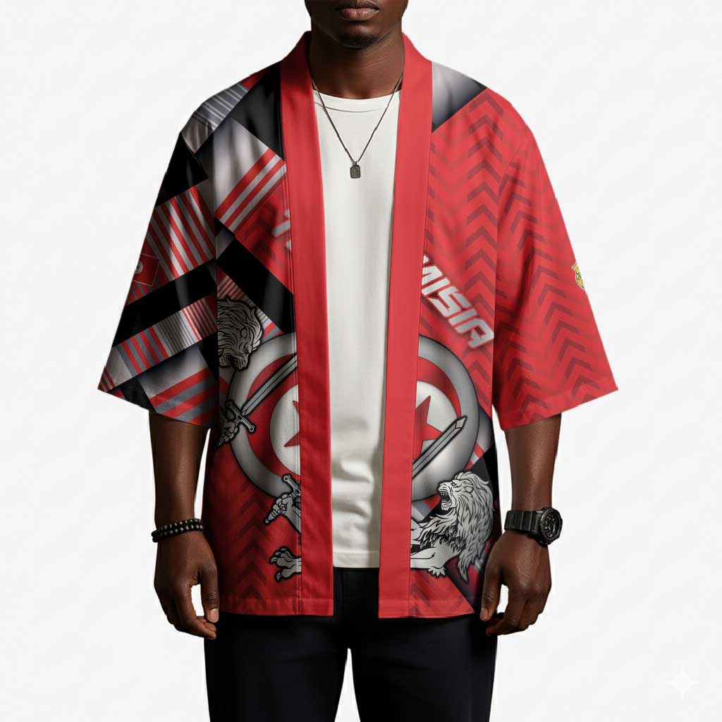 Personalized Tunisia Kimono Silver Lions Sports Patterns - Wonder Print Shop