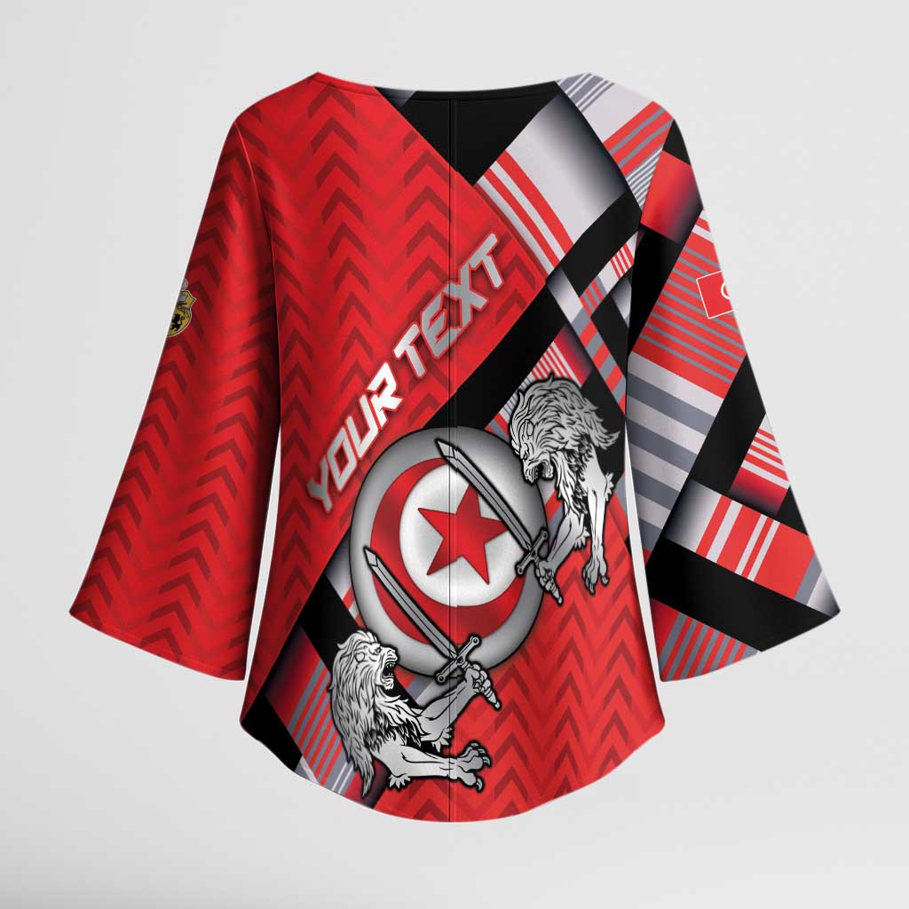 Personalized Tunisia Kimono Sleeve Blouse Silver Lions Sports Patterns - Wonder Print Shop