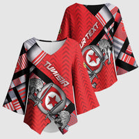 Personalized Tunisia Kimono Sleeve Blouse Silver Lions Sports Patterns - Wonder Print Shop