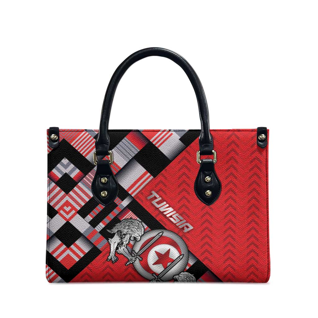 Tunisia Leather Bag Silver Lions Sports Patterns - Wonder Print Shop