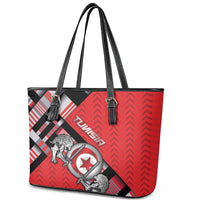 Tunisia Leather Tote Bag Silver Lions Sports Patterns - Wonder Print Shop