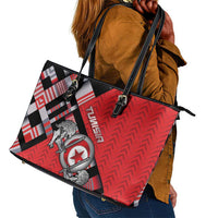 Tunisia Leather Tote Bag Silver Lions Sports Patterns - Wonder Print Shop