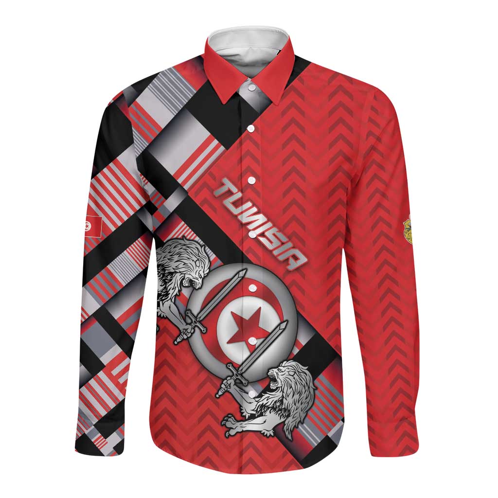 Personalized Tunisia Long Sleeve Button Shirt Silver Lions Sports Patterns - Wonder Print Shop