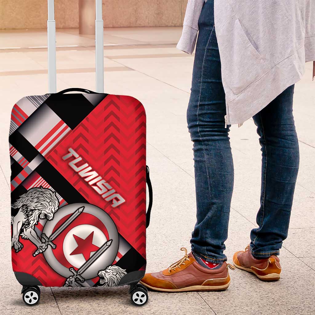 Tunisia Luggage Cover Silver Lions Sports Patterns - Wonder Print Shop