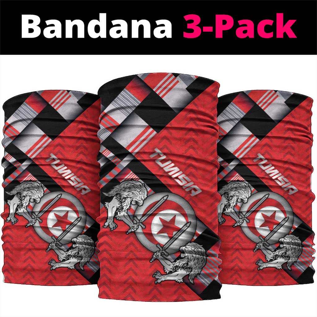 Tunisia Neck Gaiter Silver Lions Sports Patterns - Wonder Print Shop