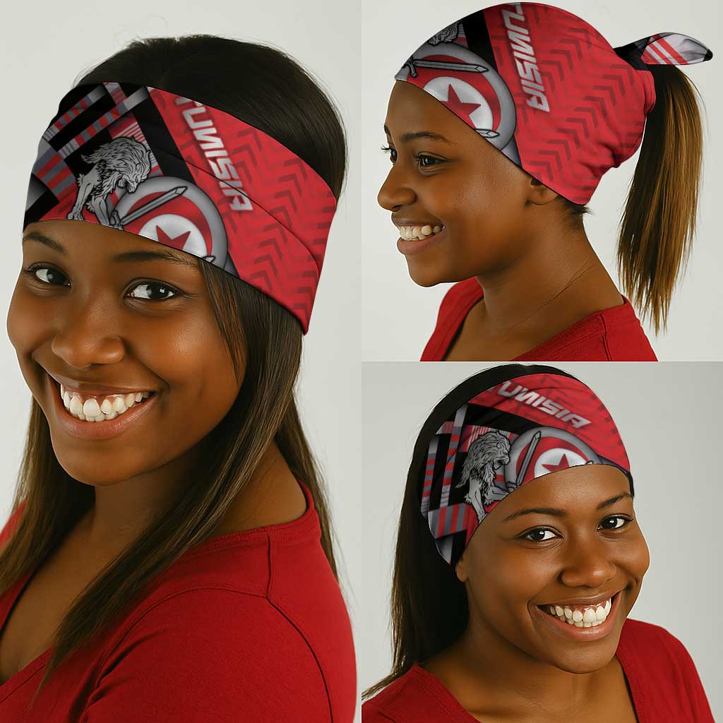 Tunisia Neck Gaiter Silver Lions Sports Patterns - Wonder Print Shop