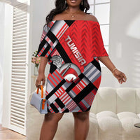 Personalized Tunisia Off Shoulder Short Dress Silver Lions Sports Patterns - Wonder Print Shop