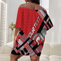 Personalized Tunisia Off Shoulder Short Dress Silver Lions Sports Patterns - Wonder Print Shop