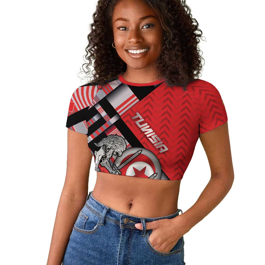 Personalized Tunisia Raglan Cropped T shirt Silver Lions Sports Patterns - Wonder Print Shop