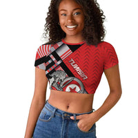 Personalized Tunisia Raglan Cropped T shirt Silver Lions Sports Patterns - Wonder Print Shop