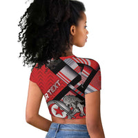 Personalized Tunisia Raglan Cropped T shirt Silver Lions Sports Patterns - Wonder Print Shop