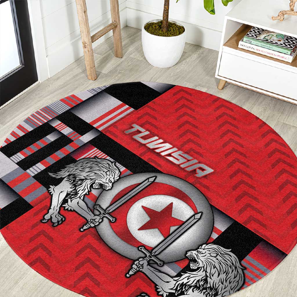 Tunisia Round Carpet Silver Lions Sports Patterns - Wonder Print Shop