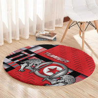 Tunisia Round Carpet Silver Lions Sports Patterns - Wonder Print Shop