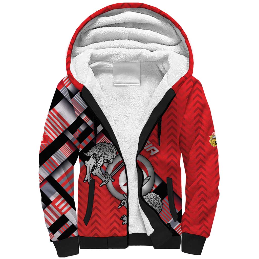 Personalized Tunisia Sherpa Hoodie Silver Lions Sports Patterns - Wonder Print Shop