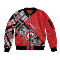 Personalized Tunisia Sleeve Zip Bomber Jacket Silver Lions Sports Patterns - Wonder Print Shop