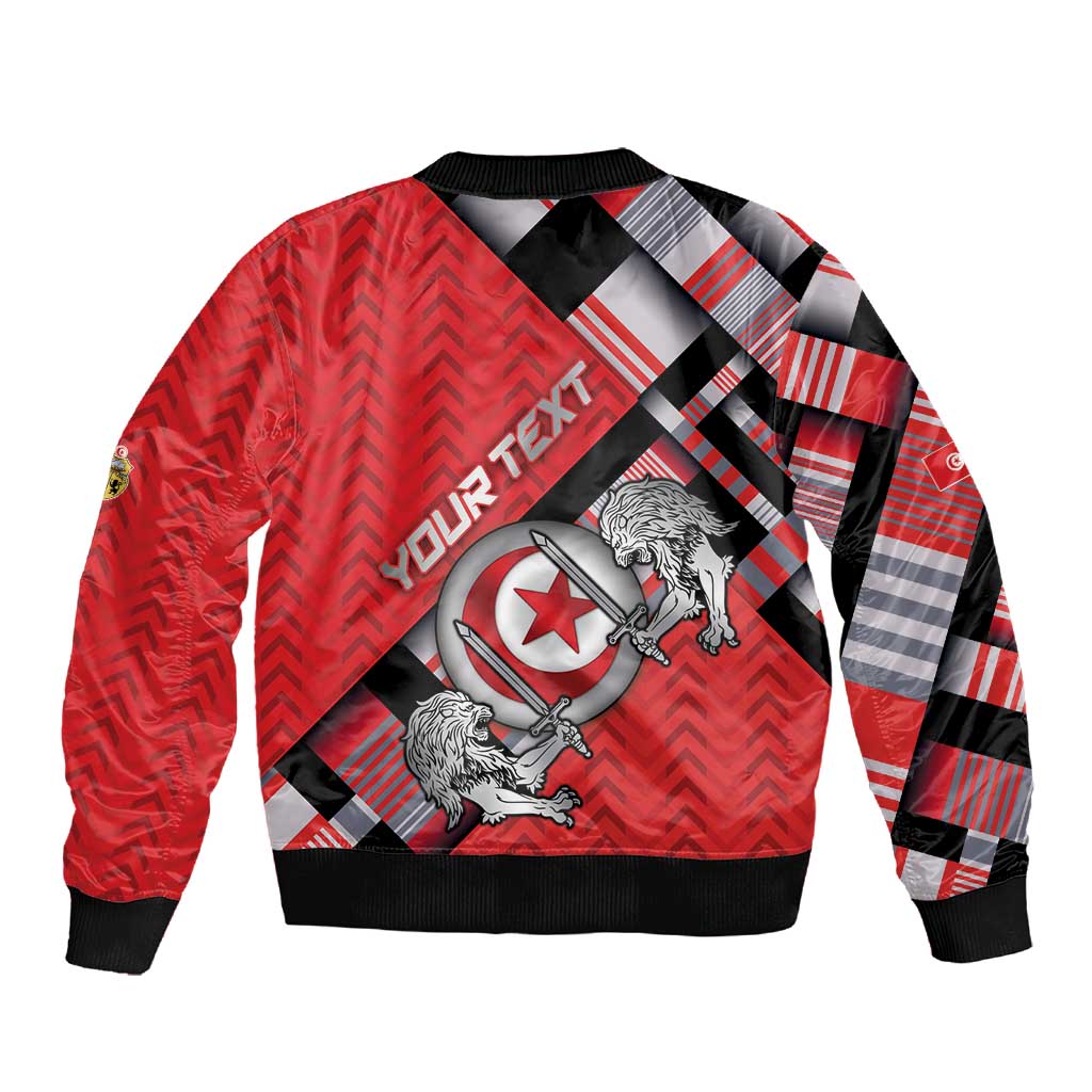 Personalized Tunisia Sleeve Zip Bomber Jacket Silver Lions Sports Patterns - Wonder Print Shop