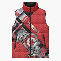 Personalized Tunisia Sleeveless Puffer Jacket Silver Lions Sports Patterns - Wonder Print Shop