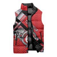 Personalized Tunisia Sleeveless Puffer Jacket Silver Lions Sports Patterns - Wonder Print Shop