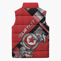 Personalized Tunisia Sleeveless Puffer Jacket Silver Lions Sports Patterns - Wonder Print Shop