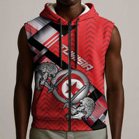 Personalized Tunisia Sleeveless Zip Hoodie Silver Lions Sports Patterns - Wonder Print Shop